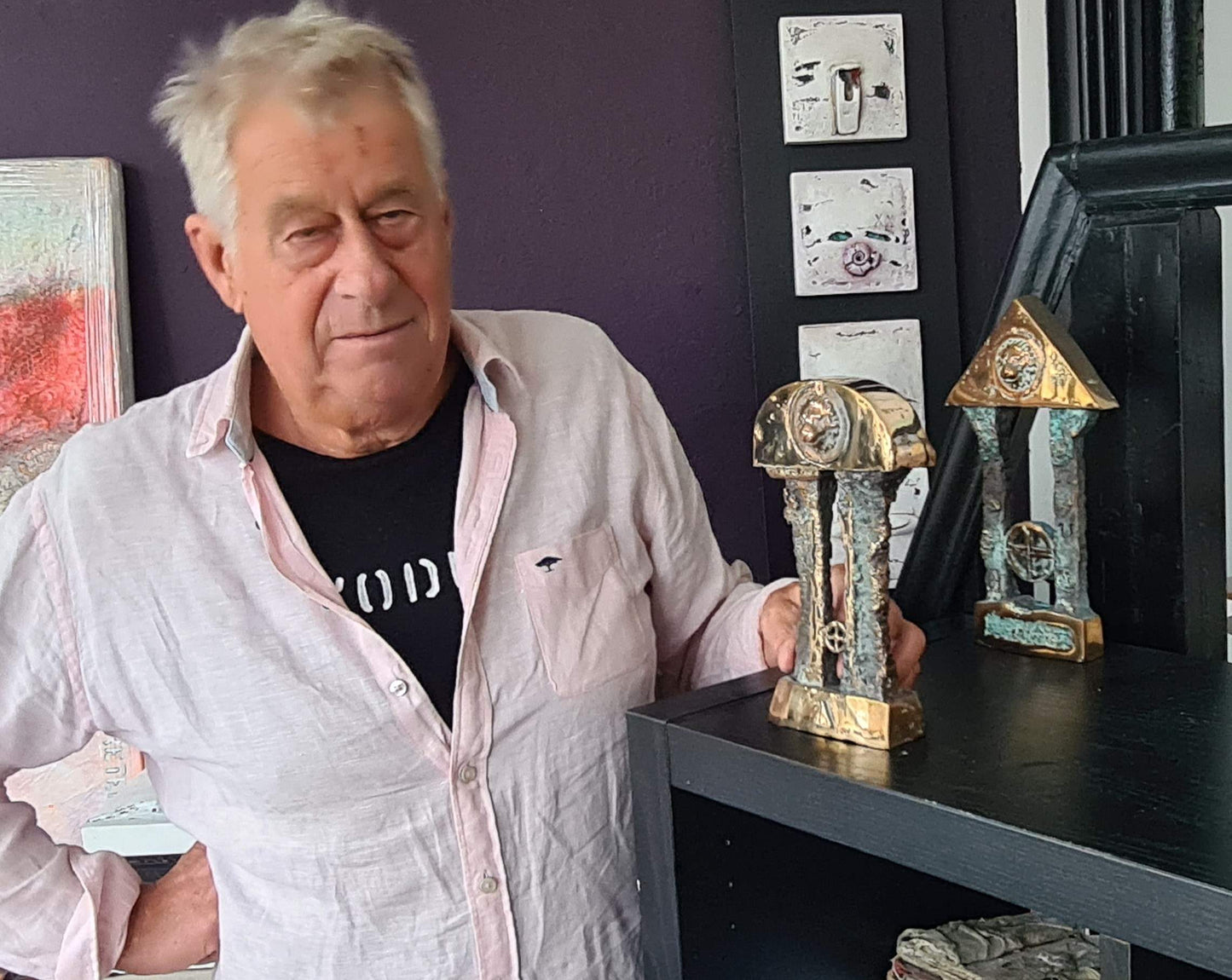 Mogens Leanders bronzeskulptur - korset, hjertet og soltegnet - A1